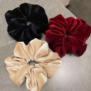TEMU 여성용 벨벳 대형 헤어링 3개 세트 - 우아한 디자인, 부드러운 플란넬 소재, 혼합 컬러, 일상 헤어 스타일링에 완벽, 사계절 활용 가능한 헤어 액세서리, 여성용 헤어 액세서리, 시즌별 헤어피스