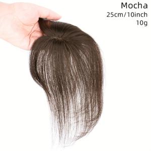 TEMU 여성용 가발, 흰머리를 가리는 상단 부분, 실제 사람의 머리카락으로 제작, 볼륨감을 더해주는 심レス 헤어피스 1개, 푹신한 핸드 위븐 레이스 헤어 교체용 조각