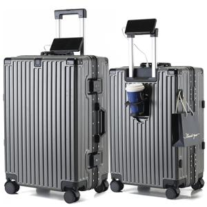 TEMU 【5년AS】 다기능 경량 캐리어 방수 알루미늄 프레임 기내용 360도 저소음 휠 20인치24인치28인치 중대형 하드 여행용 캐리어