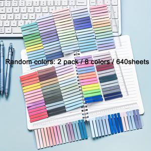 TEMU 320/640장, 8가지 컬러 320장 팩, 빈티지 형광 PET 스티커 메모지와 좁은 모란디 컬러 코드 탭. 정리, 메모 및 휴일 선물에 이상적