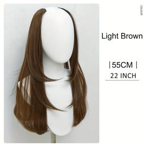 TEMU 합성 여성용 U자형 롱 헤어 가발 클립 헤어 익스텐션 컬리 헤어 투명 무봉제