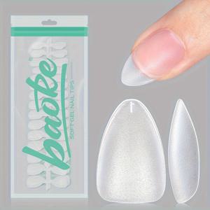 TEMU 240개 바오케 숏 아몬드 네일팁 - 프리쉐이프 풀커버 아크릴 소프트 젤 프레스온 네일, 접착/파일 필요 없는 DIY & 살롱용, 15사이즈 (숏 길이) - 240개/15사이즈 네일 익스텐션 시스템