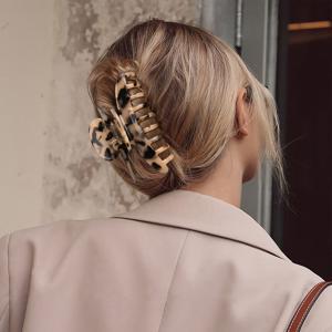 TEMU 업스타일을 위한 대형 프린트 아세테이트 헤어 클로, 상어 클립 디자인