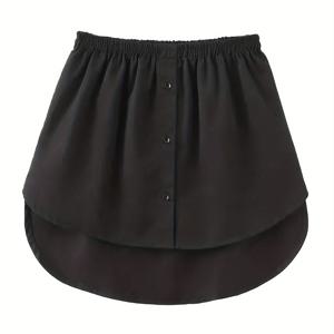 TEMU 여성 솔리드 컬러 버튼 앞면 탄성 허리 스커트, 캐주얼 버튼 장식 플레어 스커트 [재고 있음]