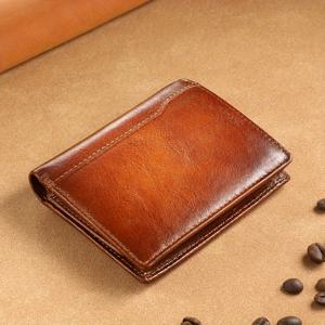 TEMU 빈티지 디스트레스 탑 레이어 소가죽 남성 지갑, 천연 가죽 세로형 짧은 사기 방지 카드 홀더, 신용 카드 케이스, ID 문서 홀더, 컴팩트 지갑, 다중 카드 슬롯, 휴대폰 카드 슬롯, 남자친구를 위한 완벽한 선물, 크리스마스 선물