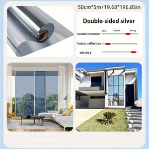 TEMU 4피스 자외선 차단 및 단열 창문 필름 세트 (필름 1롤 + 설치 도구 3개 포함), 투시 방지 유리 필름, 감시 방지 및 방폭 기능, 가정, 사무실, 방, 캠핑 등 다양한 장소에서 사용 가능