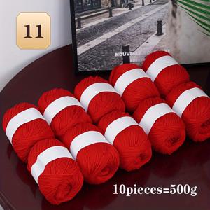 TEMU 10개 팩 손뜨개용 실 - 스웨터, 스카프, 모자에 적합한 피부 친화적인 멀티컬러 니트볼 (카민, 그레이) - 크로셰 공예용