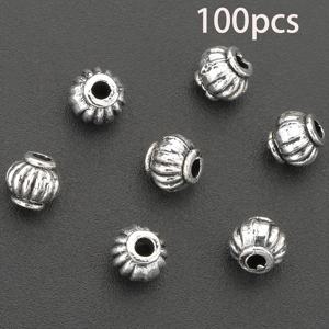 TEMU 100개 아연 합금 호박 랜턴 스페이서 비즈, 빈티지 줄무늬 홈이 있는 비즈, 큰 구멍이 있는 드럼 비즈, 주얼리 만들기 DIY, 수제 비즈 장식, 팔찌, 목걸이, 펜던트 및 의류 액세서리