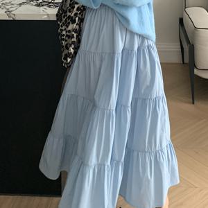 TEMU 여성을 위한 스타일리시한 화이트 프렌치 롱 스커트. 탄성 허리 밴드와 A라인 디자인, 투명성을 방지하는 안감이 특징입니다.