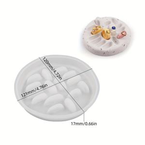 TEMU 둥근 불규칙한 장미 꽃 반지 홀더 트레이를 위한 레진 캐스팅 몰드, 석고 콘크리트 캐스팅 반지 트레이용 거울 실리콘 몰드, 가정용 주얼리 반지 보관 트레이에 적합