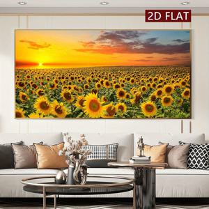 TEMU 2D 플랫, 1개 PENNIMOR 무테 들판 석양 캔버스 벽 예술 - 모던 아트 데코 수평 선셋 풍경 그림, 거실/침실/사무실용 고품질 캔버스 프린트, 실내외 사용 가능, 완벽한 선물 아이디어, 장식, 사무실 작품, 생생한 색상 인쇄