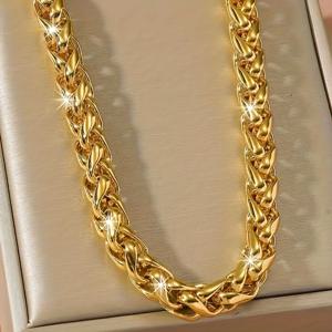 TEMU 1개 트렌디한 316L 스테인리스 스틸 풀바디 쿠바 링크 체인 목걸이 - 남녀공용, 파티, 연회, 일상 착용에 완벽