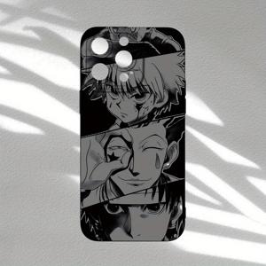 TEMU 휴대폰 케이스 - 블랙 앤 화이트 애니메이션 캐릭터 콜라주, 인기 있는 유니크한 크리에이티브 만화 디자인, 블랙 엔젤 아이 매트 TPU 폰 케이스, 독특함, 남녀 모두를 위한 쉬운 스타일리시한 트렌디 선물, 아이폰 16, 15, 14, 13, 12, 11에 적합