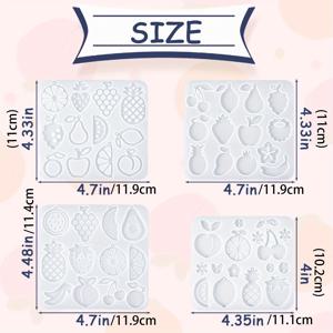 TEMU 과일 디자인 귀걸이용 레진 몰드 4개 세트, 여름 테마 실리콘 몰드, 글루 레진으로 키체인, 목걸이, 펜던트 제작 옵션, 미술 프로젝트 및 주얼리 공예에 적합