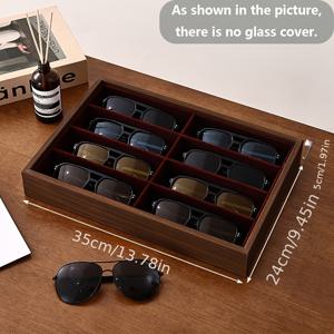 TEMU 월넛 나무 안경 케이스 트레이, 스크래치 방지 펄 나무 안경 홀더 보관 상자, 주얼리 디스플레이 트레이, 원목 안경 정리함, 고급스러운 데스크탑 정리함, 완벽한 선물 옵션, 주얼리 상자