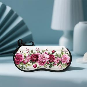 TEMU 1개 아름다운 꽃무늬 지퍼 케이스, 초경량 휴대용 네오프렌 안경 파우치, 다양한 종류와 크기의 안경에 적합, 남녀 모두 사용 가능