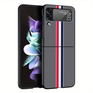 TEMU 휴대폰 케이스 - 혼합 색상 라인 디자인의 고급 하드 백 폰 케이스, Galaxy Z Flip 모델 3부터 7까지 호환 (ZFLIP7 및 Z Flip 5G 포함)