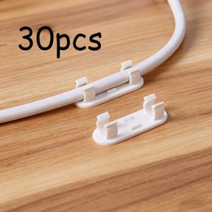 TEMU 화이트 사이즈 조절식 케이블 클립 30개, 드릴링 없이 접착식 설치, 자국 없는 탈부착, TV/컴퓨터/네트워크 케이블 정리용, 가정용 사무실용 벽 및 책상 밑에 적합, 내구성 있는 플라스틱 소재, 전기 DIY용으로도 적합