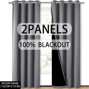 TEMU 2개 세트, 100% 라미네이트 커튼 - 열차단 기능이 있는 그로멧 홀 커튼, 모든 방에 적합