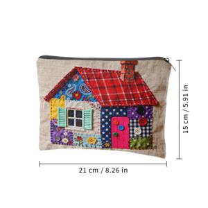 TEMU 핸드메이드 패치워크 코티지 안감 수납 가방, 패브릭 콜라주 메이크업 파우치, 안감 있는 여행용 세면도구 가방, 다용도 정리함, DIY 분류 수납, 홈 데코 선물, 양면 프린트, 화장품, 세면도구, 스킨케어에 이상적