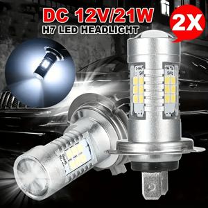 TEMU H7 LED 헤드라이트 전구 2개 - 6000K 울트라 화이트, 12V/24V 호환, 상향등 및 하향등, 자동 DRL, 향상된 시야 및 안전성, 차량 조명 업그레이드, 스타일리시한 전구 디자인, 내구성 있는 전구 구조, 배터리 없음