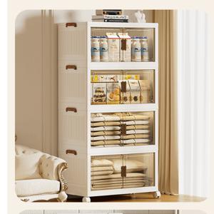 TEMU 4단 이동식 폴딩 박스 리빙박스 이동식 접이식 수납함 수납장 대형 옷장 정리함