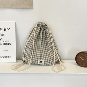 TEMU 귀여운 체크 핸드백, 크로스백, 끈끈이 백팩, 비즈 여름 체크 백팩, 심플 출근용 가방, 대용량 체크 백