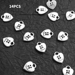 TEMU 14개 하트 클로버 참 | 수입 비즈 주얼리 펜던트 (목걸이, 팔찌, 귀걸이, 공예, 수제 장식, 비즈 프로젝트, 장식 펜던트용), 내구성이 뛰어난 아연 합금, 정교한 장인 정신