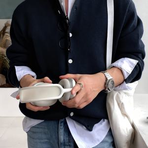 TEMU 남성용 패셔너블 캐주얼 활용도 높은 편안한 버튼업 니트 가디건, 가을/겨울 시즌 패셔너블 크루넥 단색 스웨터