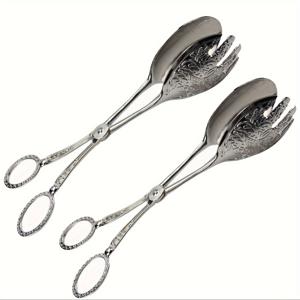 TEMU 빈티지 브레드통 2개 세트, 샐러드 케이크 서빙 집게, 뷔페 집게, 바베큐 스무디 샐러드 설탕 그릴 에피타이저용 집게, 주방용품