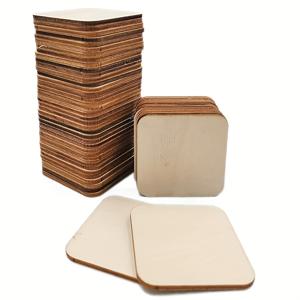 TEMU 50개 미완성 5Cm 사각형 나무 조각, 페인팅 및 장식용 둥근 모서리, 크리스마스 라벨 간판 및 발렌타인데이 장식