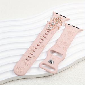 TEMU 나비 디자인의 실리콘 시계 1개, Iwatch 38/40/41mm, 42/44/45/49mm 호환. 이 스포티 팔찌는 장식용 반지 포함이며, Series 9, 8, 7, SE, 6, 5, 4, 3, 2, 그리고 1에 적합합니다.