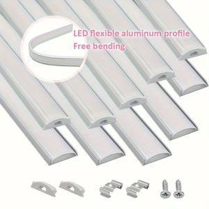 TEMU 10개입 1.65ft/0.5m 유연한 LED 채널 실버 초박형 알루미늄 슬롯 화이트 램프쉐이드 유연 알루미늄 타입 하우징 트랙, 양극 산화 아크 설치용 스트립 조명 호환