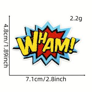 TEMU 1개/9개 WOW 폭발 단어 자수 만화 패치 천 스티커 POW 스타일 의류 추가 배지 뒷면 접착제