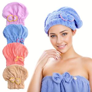 TEMU 4pcs 헤어 드라이 타월, 헤어 터번, 빠른 건조 비치 목욕 살롱 캡, 젖은 머리 곱슬 긴 두꺼운 머리용