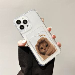 TEMU 새로운 스타일리시한 충격 방지 폰 케이스, 귀여운 개 디자인으로, Iphone 16 Pro 2025용, Iphone 15, 14, 13, 12, 11 Pro Max, XS, XR, 7, 및 8과 호환 가능합니다. 뒷 슬롯은 은행 카드, ID 카드, 및 더 많은 것을 수용할 수 있습니다.