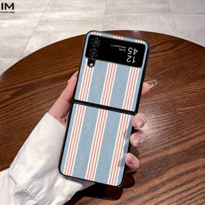 TEMU 휴대폰 케이스 - 삼성 폴더블 시리즈용으로 디자인된 블루 앤 레드 패턴의 스타일리시한 소재 케이스. 삼성 갤럭시 Z 플립 4, Z 플립 5, Z 플립 6, W22, W23, 폴드 4, 폴드 5, 폴드 6 스마트폰과 호환됩니다.