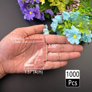 TEMU 1~6인치 사이즈의 1천개 혼합 플라스틱 봉투, 재사용 가능, 선인장 잠금 장치 포함, 선물 포장용, 이중 레이어 두께 0.065mm, 의류, 바지, 티셔츠 포장 및 추가 포장에 적합