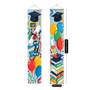 TEMU 신학기 시즌 파티 배너 1쌍 (11.8*70.8인치/30*180cm), 졸업 시즌 캠퍼스 테마 출입문 현수문, 하늘색 배경에 풍선, 리본, 책, 졸업 모자 디자인, 개학 시즌 학교 현관 걸이형 출입문 현수문, 농가 저택, 안뜰 장식용 걸이형 배너, 방 장식용 걸이형 현수문, 전기 불필요 - 가정 및 야외 휴일 파티 장식용으로 완벽