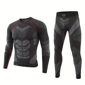 TEMU ESDY 남성용 심리스 기모 속옷 세트, 피트드 고탄력 압박 스포츠 웨어, 요가, 하이킹, 스키 등 가을, 겨울 야외 활동에 적합