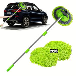 TEMU 울트라-파인 마이크로화이버 48인치 자동차 세차용 모프, 긴 손잡이 - 자동차, 트럭, SUV, RV, 보트용 스크래치 없는 디테일링 - 셔닐 스펀지 더스터 포함
