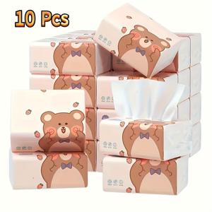 TEMU 휴대용 티슈 20개입 / 곰돌이 티슈 10개입 / 엑스트라 핑크 티슈 10개입 / 엑스트라 화이트 티슈 12개입, 가정용 도매, 오리지널 나무 종이, 휴대용 풀아웃 티슈, 위생용지