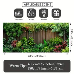 TEMU 2D 평면 인쇄 1개 풍성한 정원 울타리 배너, 꽃과 햇빛이 비치는 하늘 차고 문 장식, 다용도이고 눈길을 사로잡는 휴일 테마, 정원 파티 배경 및 사진 촬영 장소로 이상적, 전기 또는 배터리 불필요