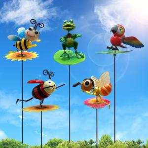 TEMU HapiLifes 곤충 장식용 정원 말뚝 5개, 바람에 흔들리는 봄 디자인, 내후성, 간편한 설치, 정원, 잔디밭, 테라스, 화분용, 휴일, 부활절, 어머니의 날, 크리스마스, 추수감사절, 새해, 파티 장식용으로 완벽