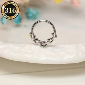 TEMU 1개 316L 스테인리스 스틸 세프텀 링 16G 여성용 브랜치 바인 모양 코링 연골 귀걸이 트라거스 헬릭스 콘치 피어싱 주얼리