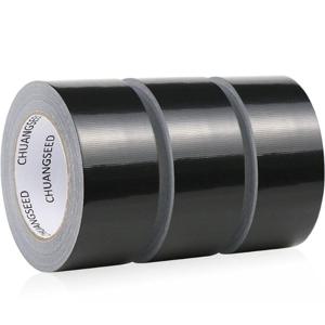 TEMU 3롤 초강력 덕트 테이프, 패브릭 접착 테이프 27.4m X 48mm – 실내외용 수리 테이프, 강화 패브릭 수리 테이프 (블랙, 3롤)