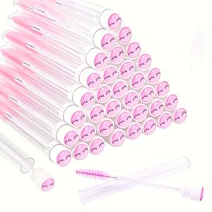 TEMU 20개입 속눈썹 브러쉬 세트 - 아이래시 익스텐션용 스풀리, 마스카라 청소 튜브, 일회용 메이크업 도구 세정기 (귀여운 디자인)