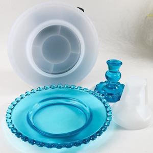 TEMU 2024년형 원형 실리콘 몰드, 수제 과일 트레이용 홀더 베이스 포함, 홈 데코 및 레진 공예용