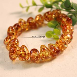 TEMU 스타일 씨앗 꽃 앰버 왁스 비즈 팔찌 - 남녀공용, 감각적인 데일리 액세서리 선물