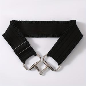 TEMU 합금 상어 클립 5cm 양면 탄성 허리 벨트 | 높은 탄성, 패브릭, 구리 합금 버클, 캐주얼 및 축제 행사에 적합